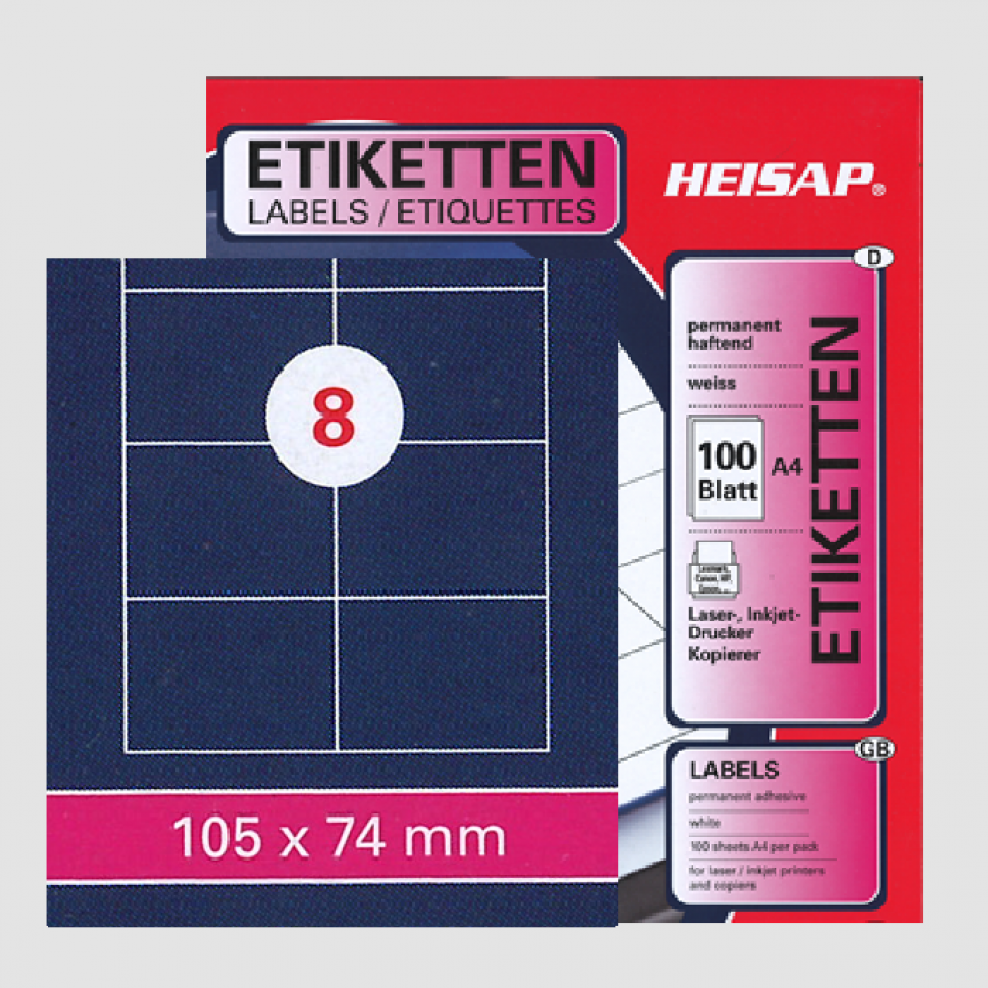 Druckhuus Selbstklebe Etiketten 105 X 74 Mm Schachteln à 100 Blatt A4 Klebe Etiketten 3160